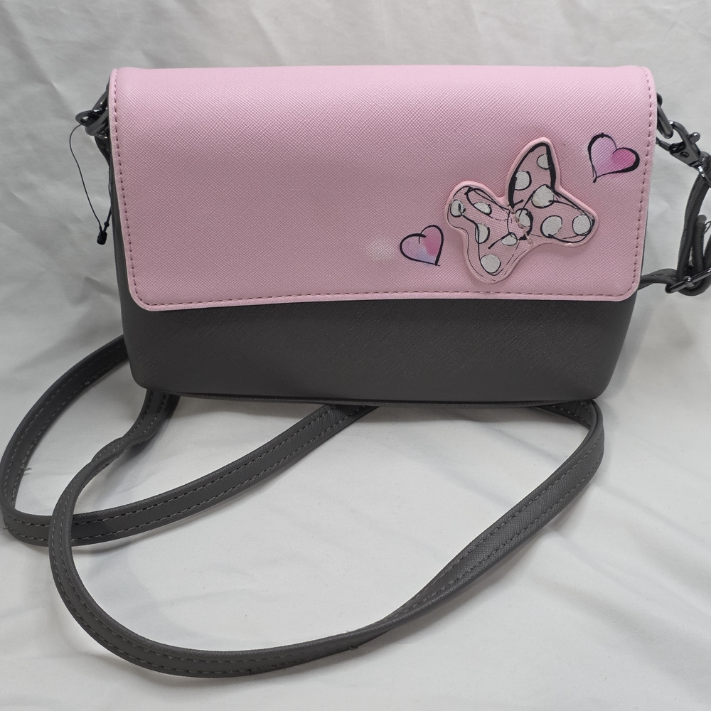 Elegant Pink and Gray Crossbody Bag